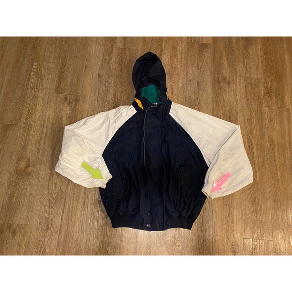 Vtg NAUTICA Sports Jacket Full Zip Hidden Hood Gorpcore Bomber Men's XL - Picture 4 of 12